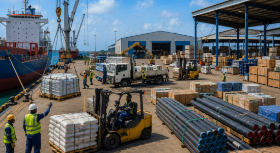 General cargo handling, open storage and covered ware houses. General cargo handling, open storage and covered ware houses.